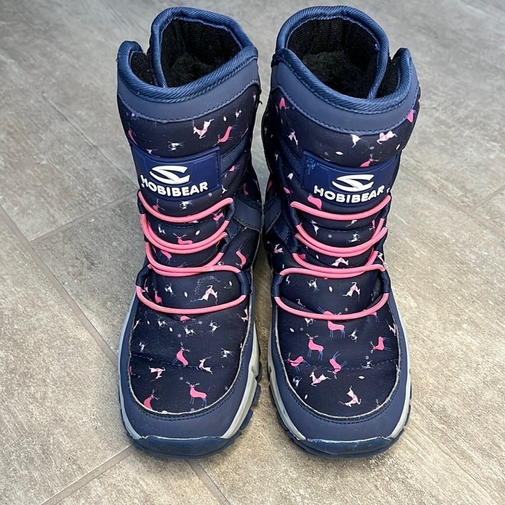Hobibear Reindeer Printed Winter Boots Size 3 big kid